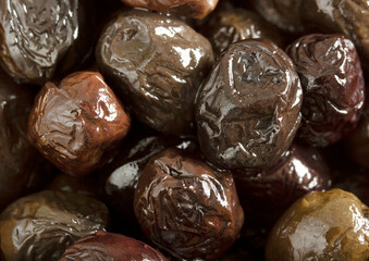 Ripe and organic black olives background