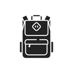 School bag glyph black icon. Urban backpack for teens and adults. School supplies. Sign for web page, mobile app, button, logo. Vector isolated button