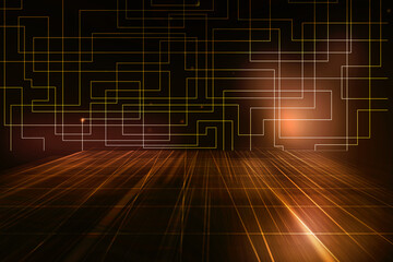 2d illustration Abstract futuristic electronic circuit technology background