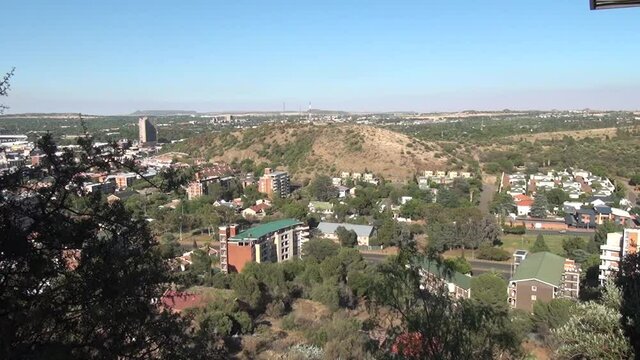 HD summer day video of Bloemfontein town, its buildings, streets and parks. Bloemfontein is a historical (est. 1846) SA town, located in Free State Province, South Africa