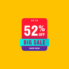 52 discount, Sales Vector badges for Labels, , Stickers, Banners, Tags, Web Stickers, New offer. Discount origami sign banner