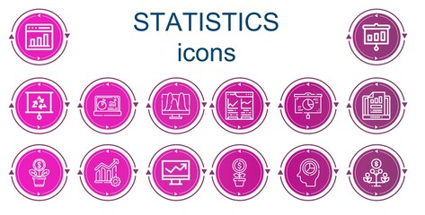 Editable 14 statistics icons for web and mobile