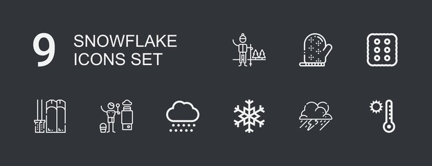 Editable 9 snowflake icons for web and mobile