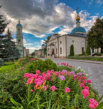Vvedenskiy monastery Optina Pustyn. Optina skete is an Eastern Orthodox monastery-a complex of buildings. The main temple of the monastery is Vvedenskiy Cathedral.