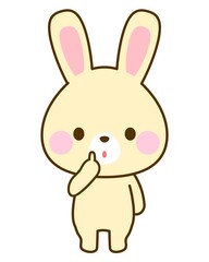 「静かに」のポーズをするうさぎのイラスト