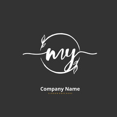 M Y MY Initial handwriting and signature logo design with circle. Beautiful design handwritten logo for fashion, team, wedding, luxury logo.