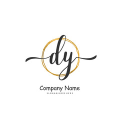 D Y DY Initial handwriting and signature logo design with circle. Beautiful design handwritten logo for fashion, team, wedding, luxury logo.