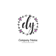 Fototapeta premium D Y DY Initial handwriting and signature logo design with circle. Beautiful design handwritten logo for fashion, team, wedding, luxury logo.