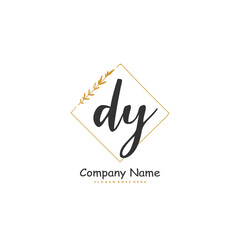 D Y DY Initial handwriting and signature logo design with circle. Beautiful design handwritten logo for fashion, team, wedding, luxury logo.