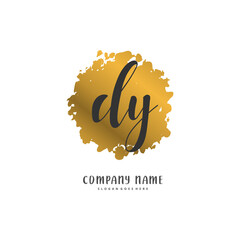 D Y DY Initial handwriting and signature logo design with circle. Beautiful design handwritten logo for fashion, team, wedding, luxury logo.