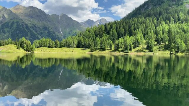 Duisitzkarsee Lake in Austria.The Duisitzkarsee is probably one of the most beautiful mountain lakes in the Schladminger Tauern.The place without  tourists after the coronavirus pandemic.