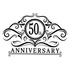50 years Anniversary logo, luxurious 50th Anniversary design celebration.
