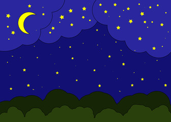 Obraz na płótnie Canvas Background with night sky with stars and month