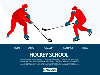 Ice hockey. Landing page for the site. Template for a sports organization. illustration.