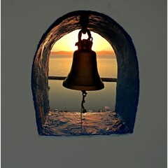 Sunrise at the Chapel of St Nicholas next to the port of Rafina 