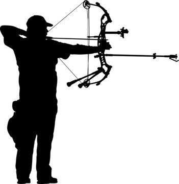 recommend clip art: Silhouette of a male archer aiming with a compound bow