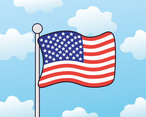 USA, United States of America flag in sky