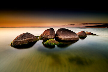 rocky baltic seascape in the evening