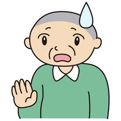 高齢者　おじいさん　困る　驚く　表情