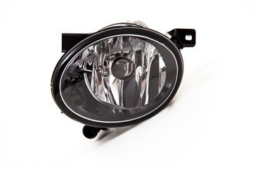 car spare part headlights on white background