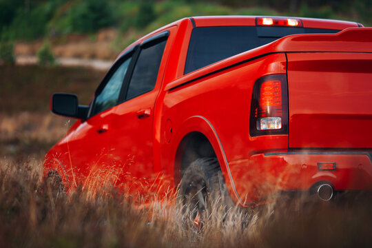 Modern pickup at the middle of desert. Car at the offroad 