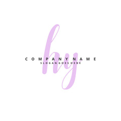 H Y HY Initial handwriting and signature logo design with circle. Beautiful design handwritten logo for fashion, team, wedding, luxury logo.
