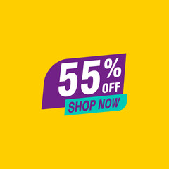 55 discount, Sales Vector badges for Labels, , Stickers, Banners, Tags, Web Stickers, New offer. Discount origami sign banner