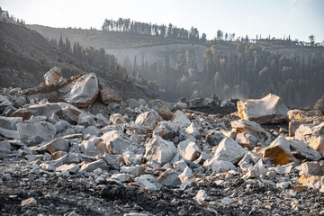 Explosive works on open pit coal mine industry