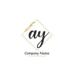 A Y AY Initial handwriting and signature logo design with circle. Beautiful design handwritten logo for fashion, team, wedding, luxury logo.