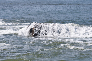 Obraz premium Sea breeze breaking on the rocks