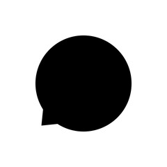 Fototapeta na wymiar speech bubble circle isolated on white, speech balloon sign of communication symbol, black and white speech bubble for talk text, balloon message icon, dialog chatting graphic for icon talk