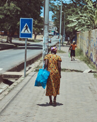 old woman going to market