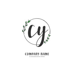 C Y CY Initial handwriting and signature logo design with circle. Beautiful design handwritten logo for fashion, team, wedding, luxury logo.