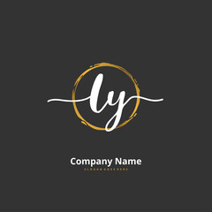 L Y LY Initial handwriting and signature logo design with circle. Beautiful design handwritten logo for fashion, team, wedding, luxury logo.