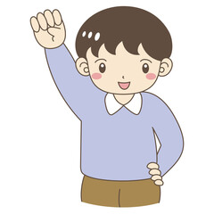 ガッツポーズをして笑う男の子