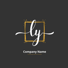 L Y LY Initial handwriting and signature logo design with circle. Beautiful design handwritten logo for fashion, team, wedding, luxury logo.