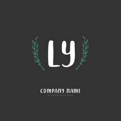 L Y LY Initial handwriting and signature logo design with circle. Beautiful design handwritten logo for fashion, team, wedding, luxury logo.