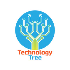 technology tree logo on white background. vector illustration