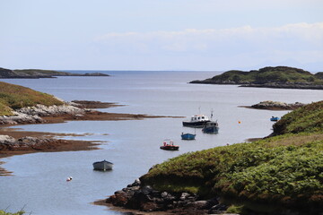 Boats in the Bay, outer hebrides, scotland