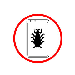 Smartphone virus sign. Microbe symbol eps ten