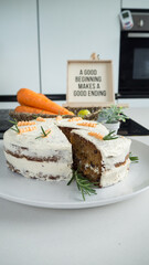 Yummy Carrot cake by funny and pretty chef. Zoom ,Macro.