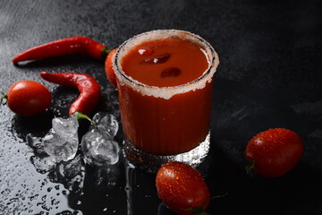 A glass with a cocktail 