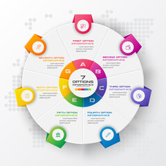 Circle chart infographic template with 7 options,Vector illustration.