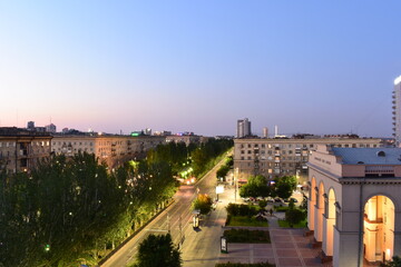 Naklejka na ściany i meble View from the roof to the main street of Volgograd