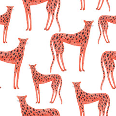 Seamless pattern with funny cheetah