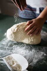Making of fresh, homemade bread.