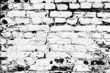 Brick wall background, black and white tone