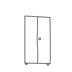 Vector drawing of a bedside table with a large and small drawer. doodle style wardrobe. A linear pattern.