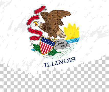 Grunge-style flag of Illinois on a transparent background.