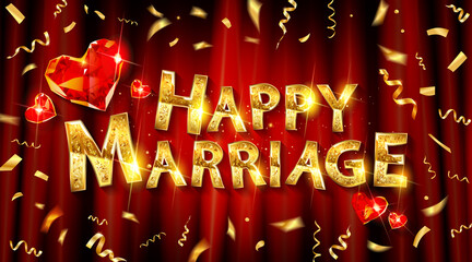 Design of a marriage greeting card template.